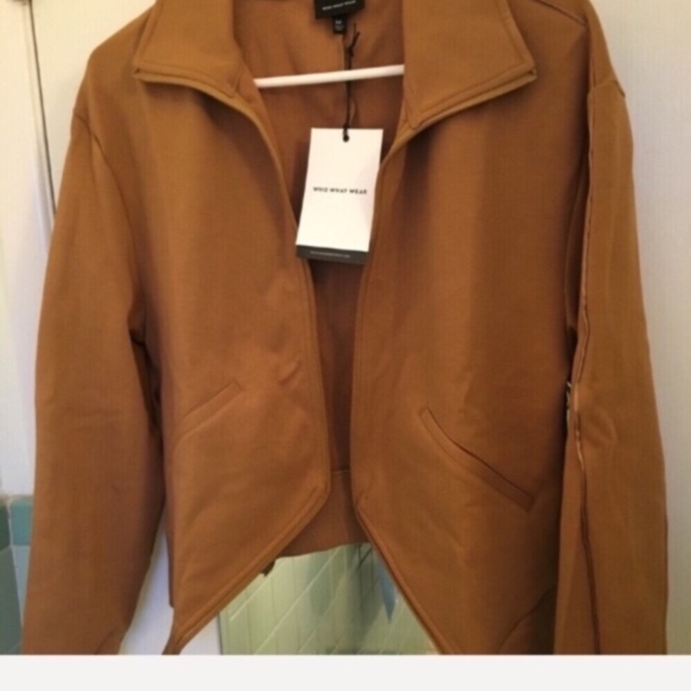 NEW light brown jacket unique tapered hem